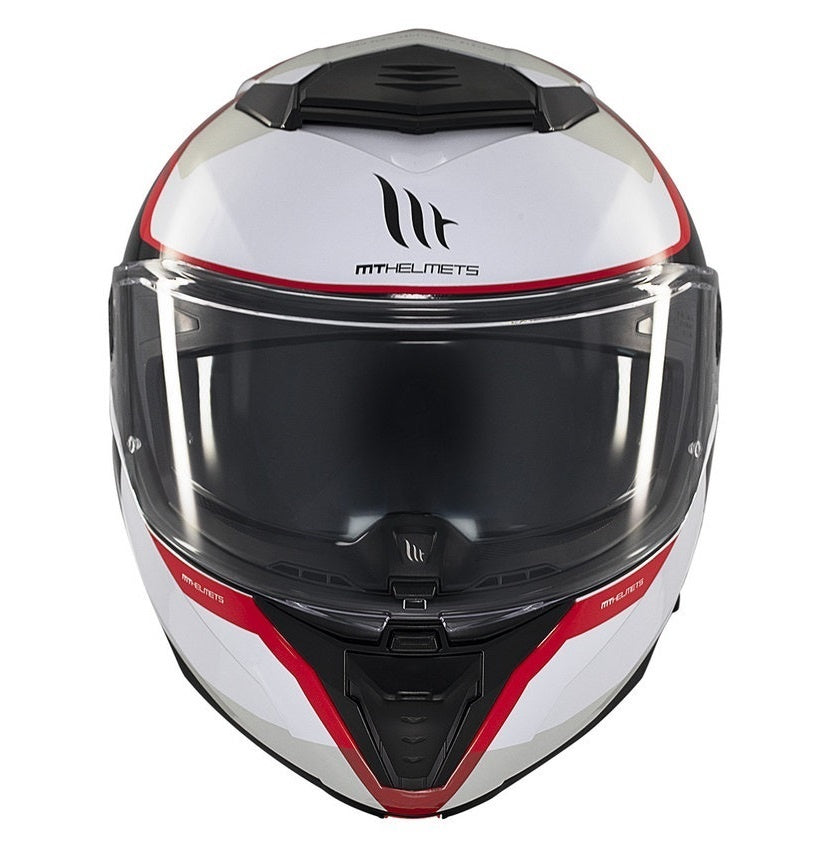 Casca modulabila MT Atom 2 SV Emalla B0 alb/rosu mat (ochelari soare integrati) Pinlock Ready - tip viziera: MT-V-35