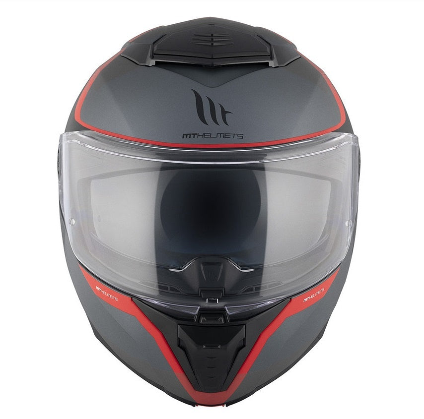 Casca modulabila MT Atom 2 SV Emalla B15 gri/rosu mat (ochelari soare integrati) Pinlock Ready - tip viziera: MT-V-35