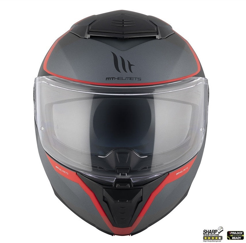 Casca modulabila MT Atom 2 SV Emalla B15 gri/rosu mat (ochelari soare integrati) Pinlock Ready - tip viziera: MT-V-35