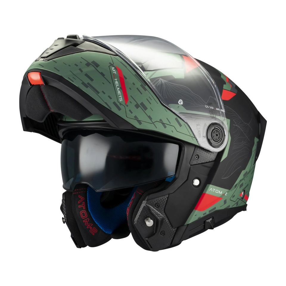 Casca modulabila MT Atom 2 SV Highlands C6 verde mat (ochelari soare integrati) Pinlock Ready - tip viziera: MT-V-35