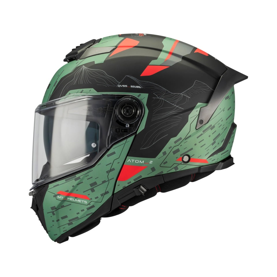Casca modulabila MT Atom 2 SV Highlands C6 verde mat (ochelari soare integrati) Pinlock Ready - tip viziera: MT-V-35