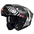 Casca modulabila MT Atom 2 SV Strange B2 negru/alb lucios (ochelari soare integrati) Pinlock Ready - tip viziera: MT-V-35