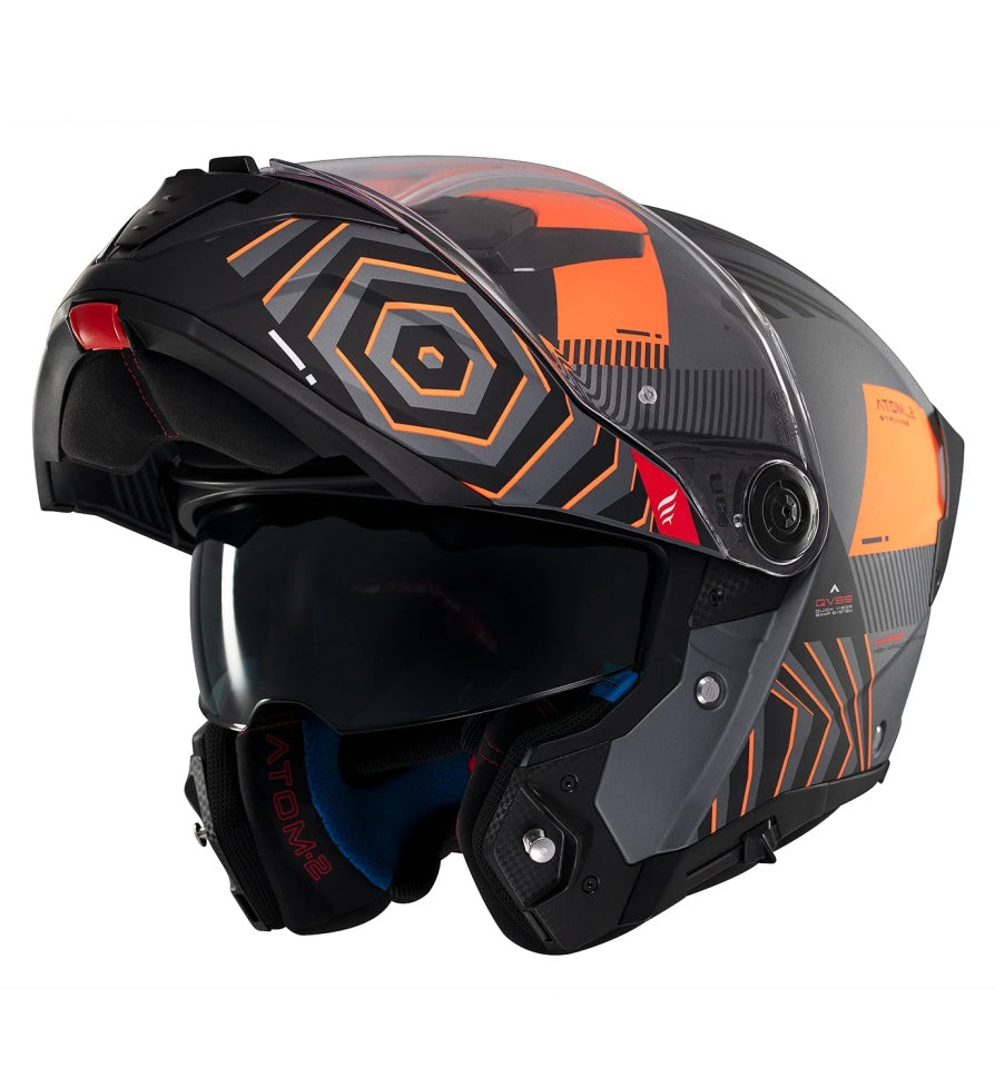 Casca modulabila MT Atom 2 SV Strange C4 gri/portocaliu mat (ochelari soare integrati) Pinlock Ready - tip viziera: MT-V-35