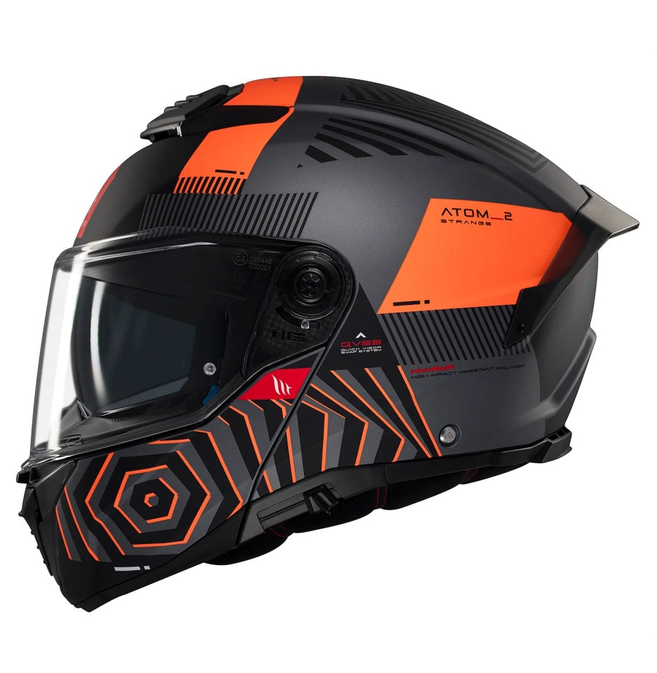 Casca modulabila MT Atom 2 SV Strange C4 gri/portocaliu mat (ochelari soare integrati) Pinlock Ready - tip viziera: MT-V-35