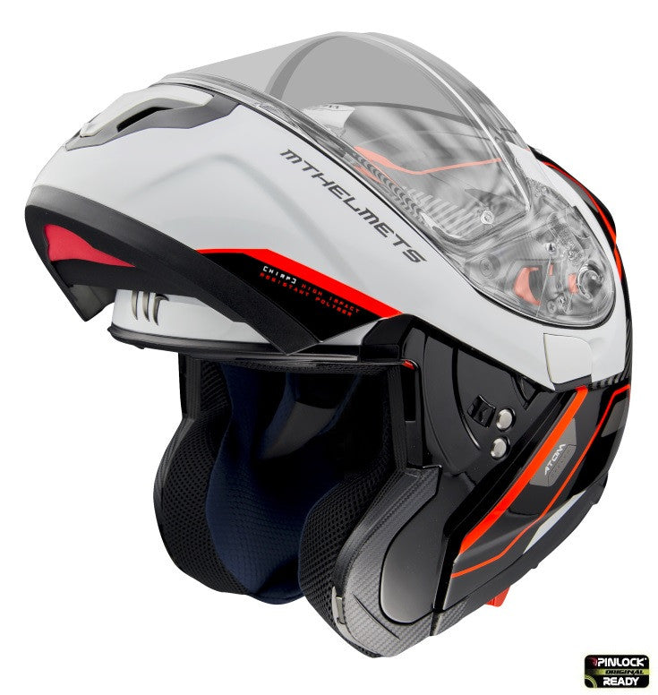 Casca modulabila MT Atom SV Open B5 rosu fluor lucios Pinlock ready – tip MT-V-16