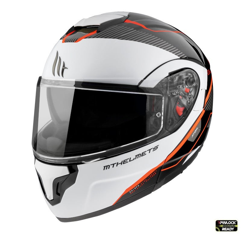Casca modulabila MT Atom SV Open B5 rosu fluor lucios Pinlock ready – tip MT-V-16