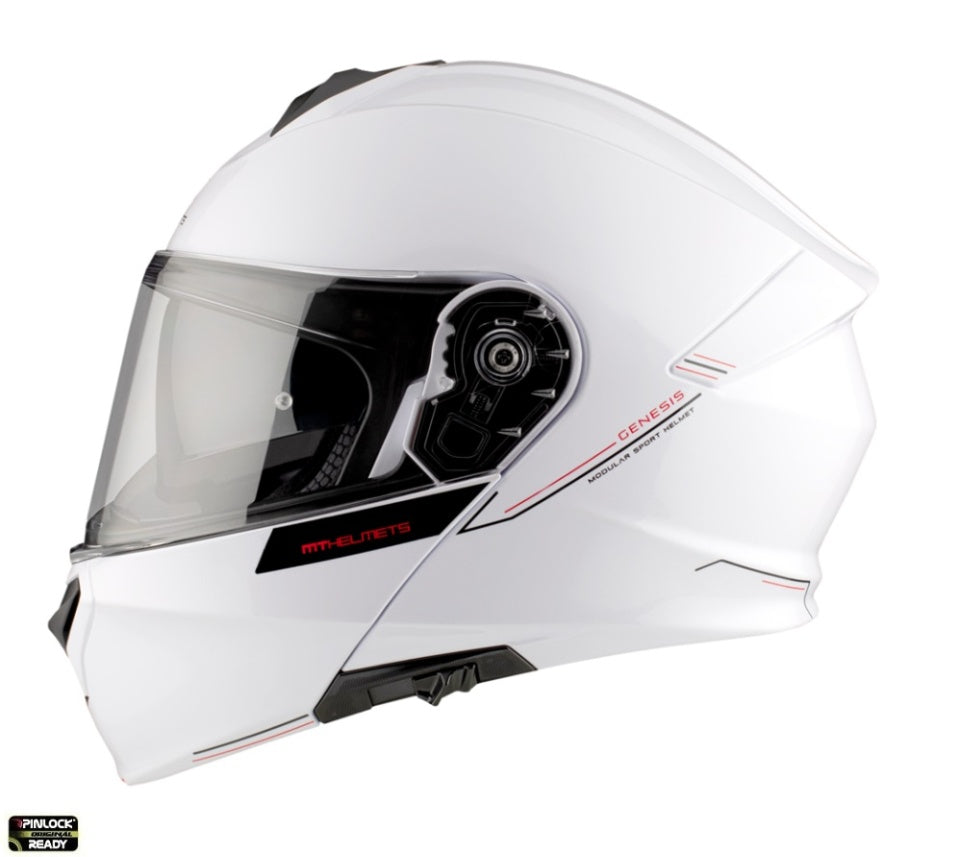 Casca modulabila MT Genesis SV A0 alb lucios Pinlock ready - omologare noua ECE 22.06