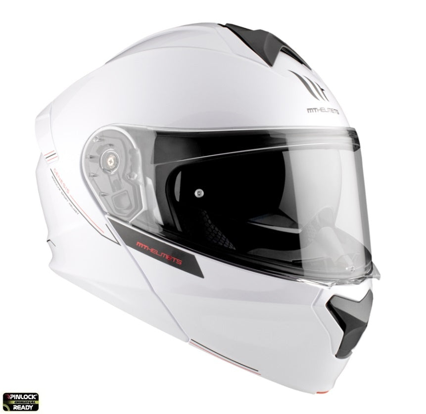 Casca modulabila MT Genesis SV A0 alb lucios Pinlock ready - omologare noua ECE 22.06