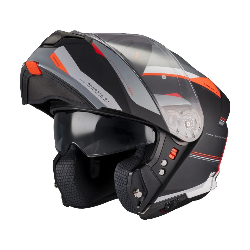Casca modulabila MT Genesis SV Raccoon B5 rosu mat Pinlock ready - omologare noua ECE 22.06 - tip viziera: MT-V-25