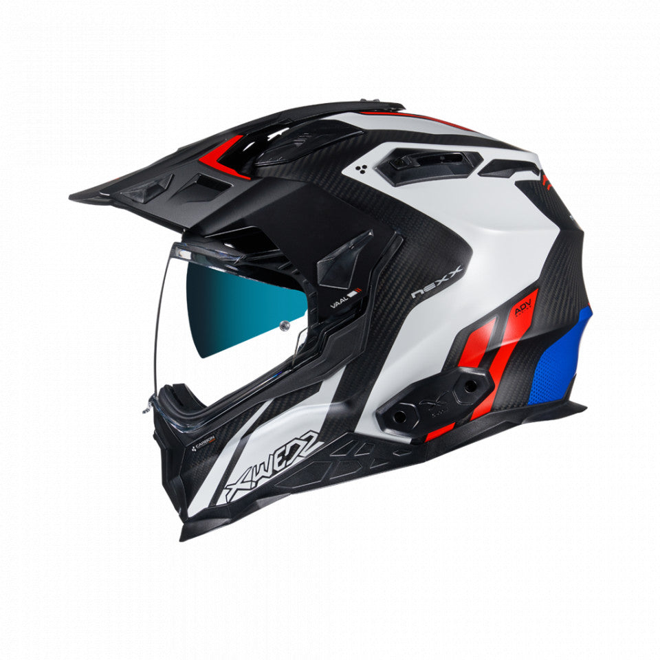 Casca moto Adventure Nexx X.Wed2 Carbon VAAL alb/rosu