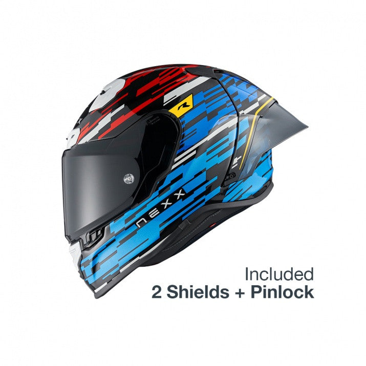 Casca moto NEXX X.R3R CARBON Glitch Racer Blue Red (pinlock inclus)
