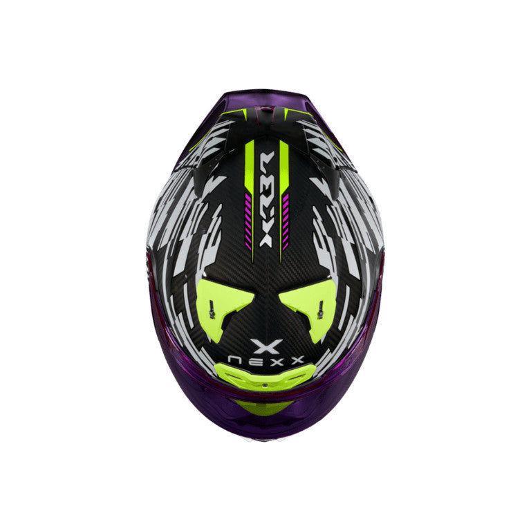 Casca moto NEXX X.R3R CARBON Glitch Racer White Neon (pinlock inclus)
