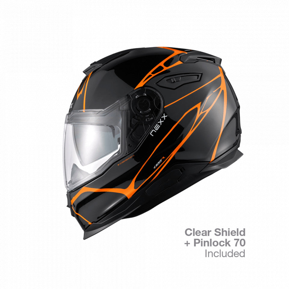 Casca moto NEXX Y.100 B-Side Black Orange (pinlock inclus)