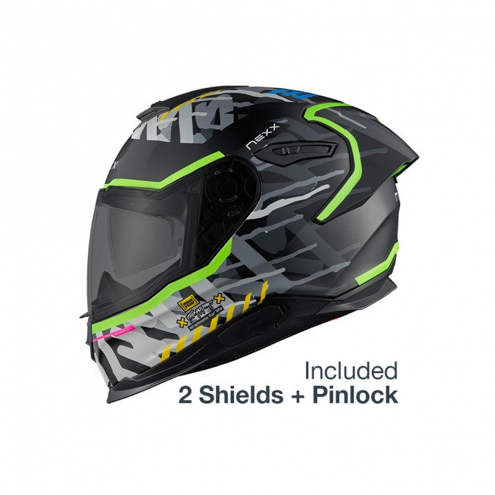 Casca moto NEXX Y.100R UrbanGram Black (pinlock inclus) + viziera cadou