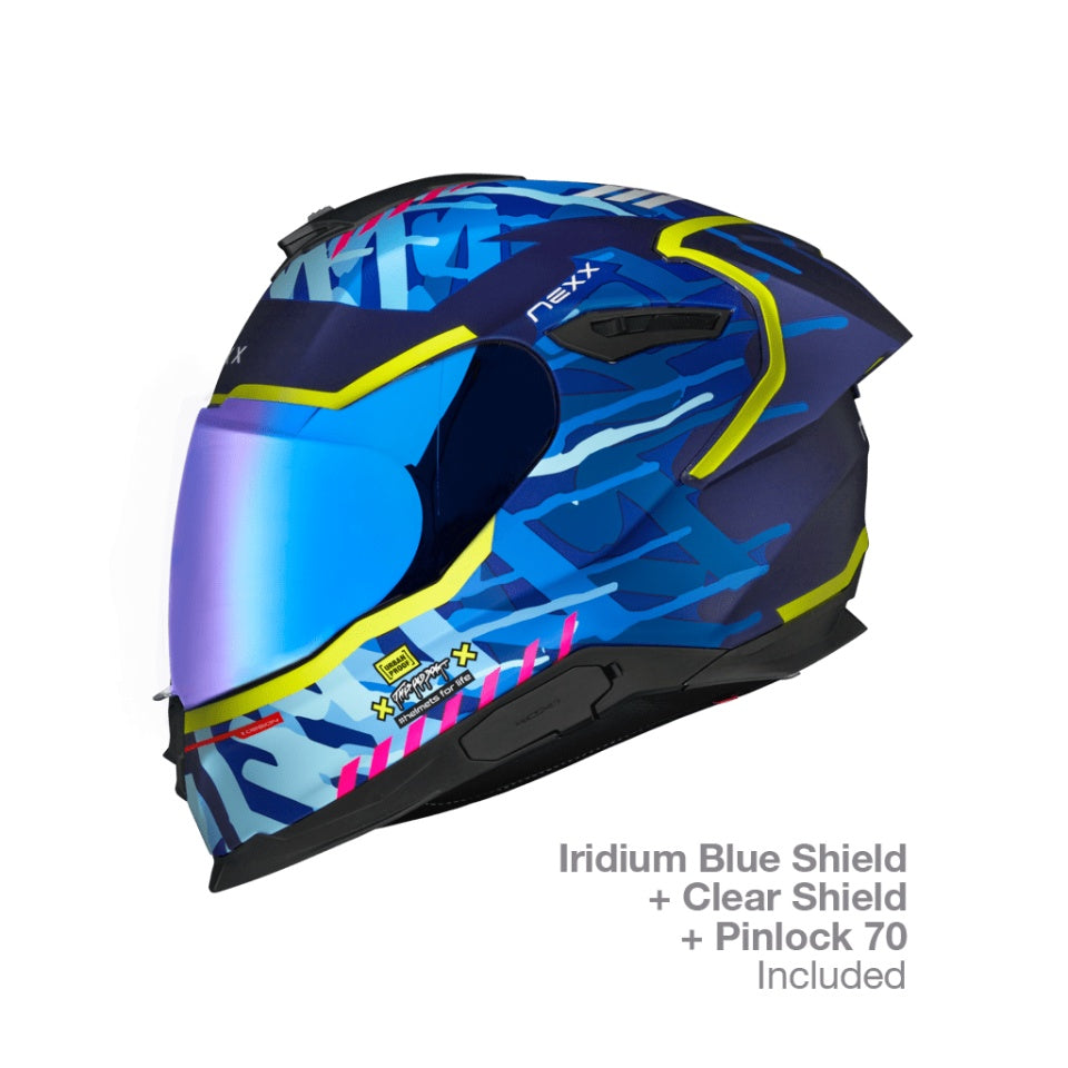 Casca moto NEXX Y.100R UrbanGram Indigo Blu (pinlock inclus) + viziera cadou