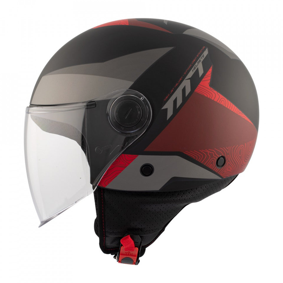 Casca MT Street S Poke B5 rosu mat (open face) - omologare noua ECE 22.06