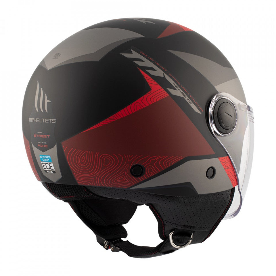 Casca MT Street S Poke B5 rosu mat (open face) - omologare noua ECE 22.06