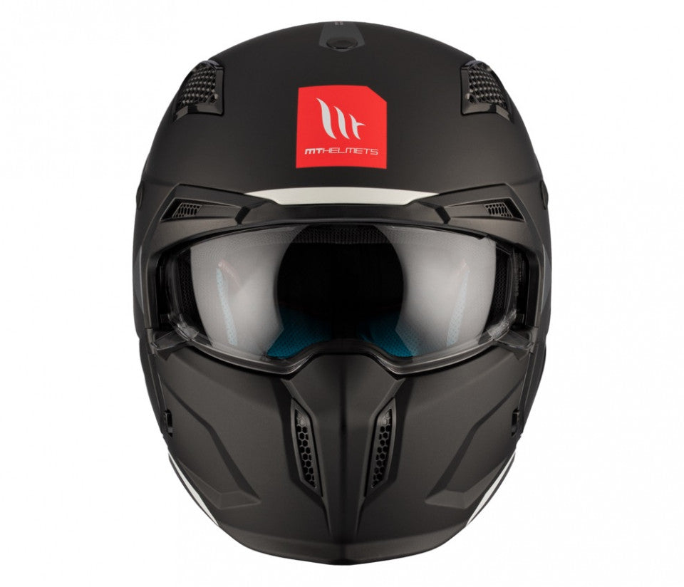 Casca MT Streetfighter SV S A1 negru mat (ochelari soare integrati) - masca (protectie) barbie si cozoroc detasabile - omologare noua ECE 22.06