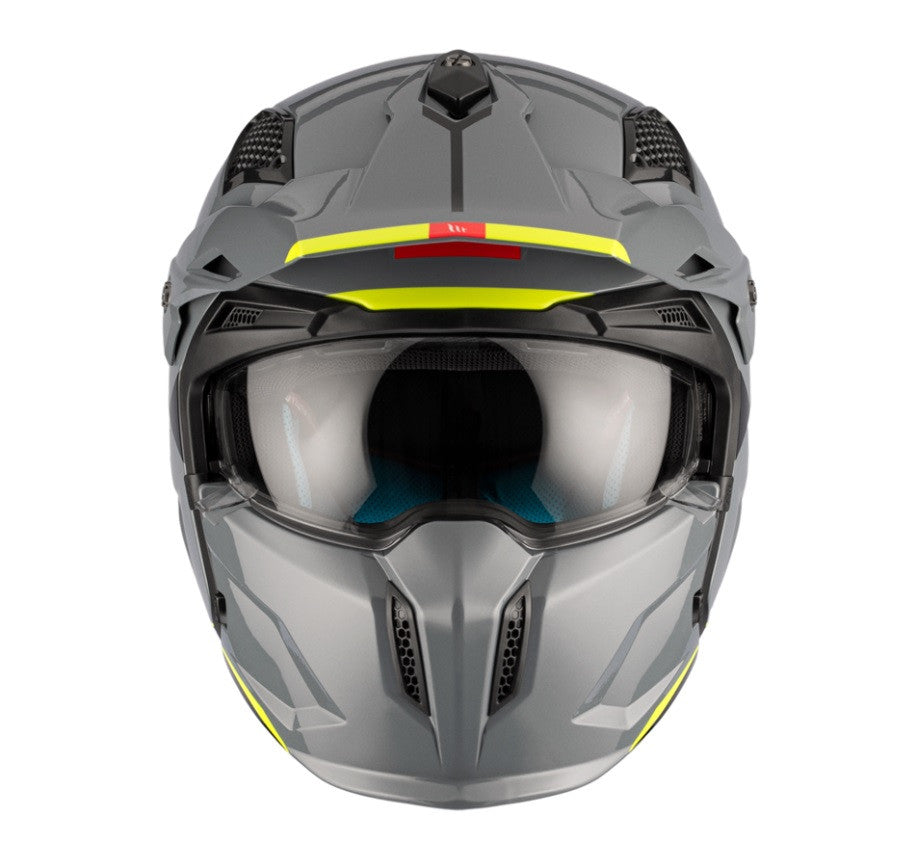 Casca MT Streetfighter SV S A22 gri lucios (ochelari soare integrati) - masca (protectie) barbie si cozoroc detasabile - omologare noua ECE 22.06