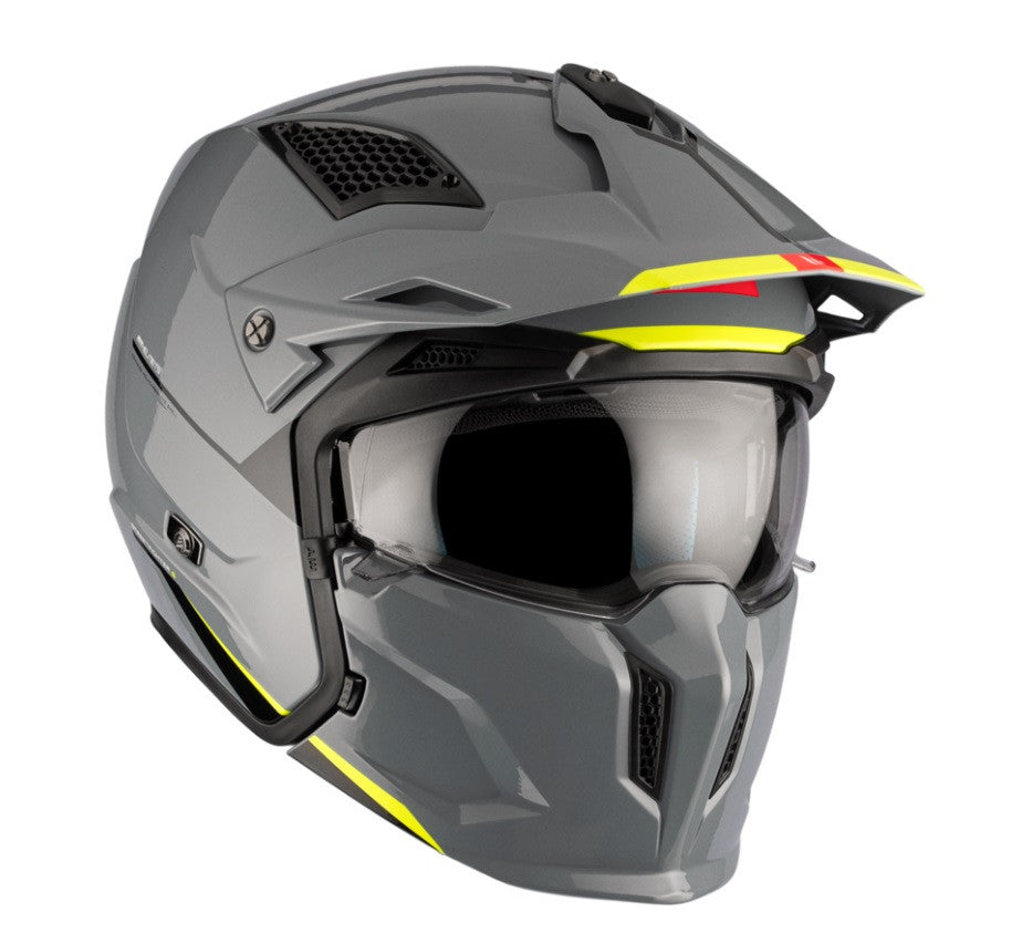 Casca MT Streetfighter SV S A22 gri lucios (ochelari soare integrati) - masca (protectie) barbie si cozoroc detasabile - omologare noua ECE 22.06