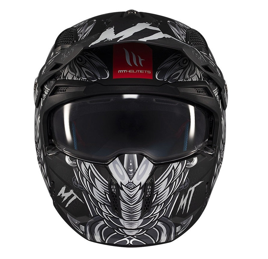Casca MT Streetfighter SV S B2 Hellish negru mat (ochelari soare integrati) - masca (protectie) barbie si cozoroc detasabile - omologare noua ECE 22.06