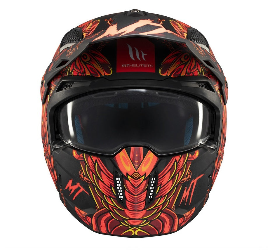 Casca MT Streetfighter SV S B5 Hellish rosu mat (ochelari soare integrati) - masca (protectie) barbie si cozoroc detasabile - omologare noua ECE 22.06