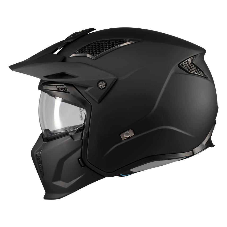 Casca MT Streetfighter SV S Pure A1 negru mat (ochelari soare integrati) - masca (protectie) barbie si cozoroc detasabile - omologare noua ECE 22.06