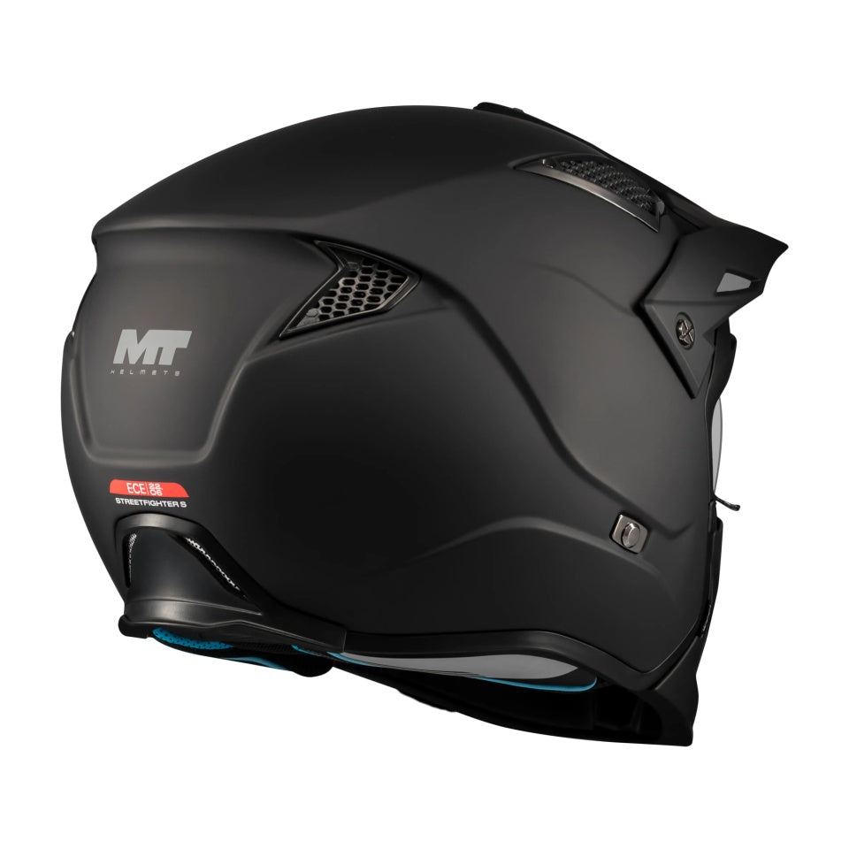 Casca MT Streetfighter SV S Pure A1 negru mat (ochelari soare integrati) - masca (protectie) barbie si cozoroc detasabile - omologare noua ECE 22.06