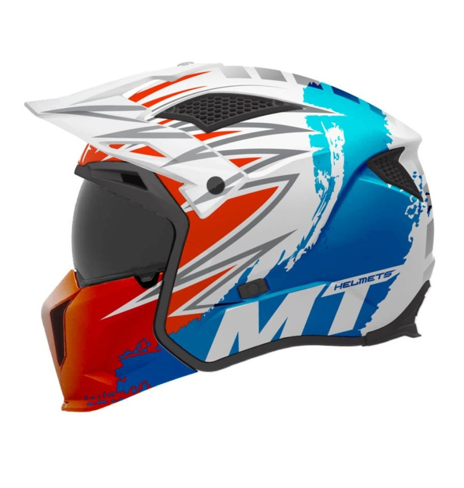 Casca MT Streetfighter SV S Tackle A7 alb lucios (ochelari soare integrati) - masca (protectie) barbie si cozoroc detasabile - omologare noua ECE 22.06