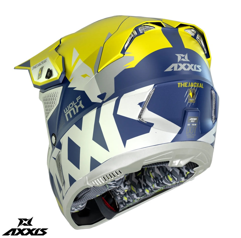 Casca off road motociclete Axxis model Wolf Jackal A3 galben mat