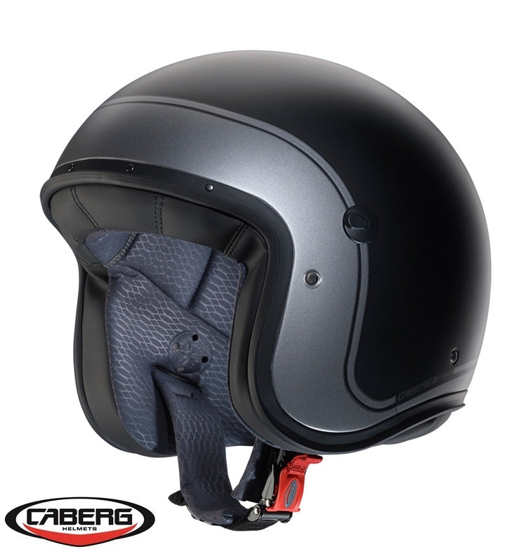 Casca open face (jet) Caberg model Freeride X Daytona O9 matt gun (titanium)/negru/alb mat (fibra de sticla)