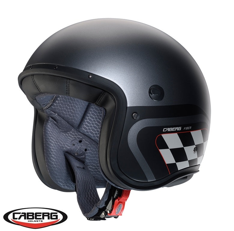 Casca open face (jet) Caberg model Freeride X Daytona O9 matt gun (titanium)/negru/alb mat (fibra de sticla)