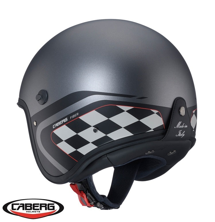 Casca open face (jet) Caberg model Freeride X Daytona O9 matt gun (titanium)/negru/alb mat (fibra de sticla)