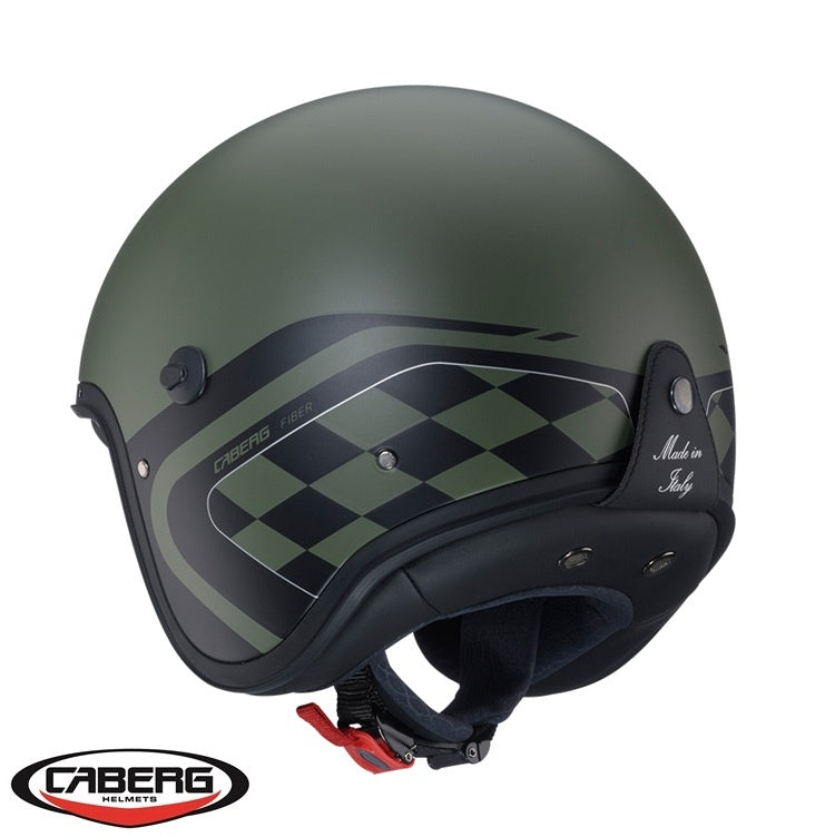 Casca open face (jet) Caberg model Freeride X Daytona P4 verde military/negru mat (fibra de sticla)