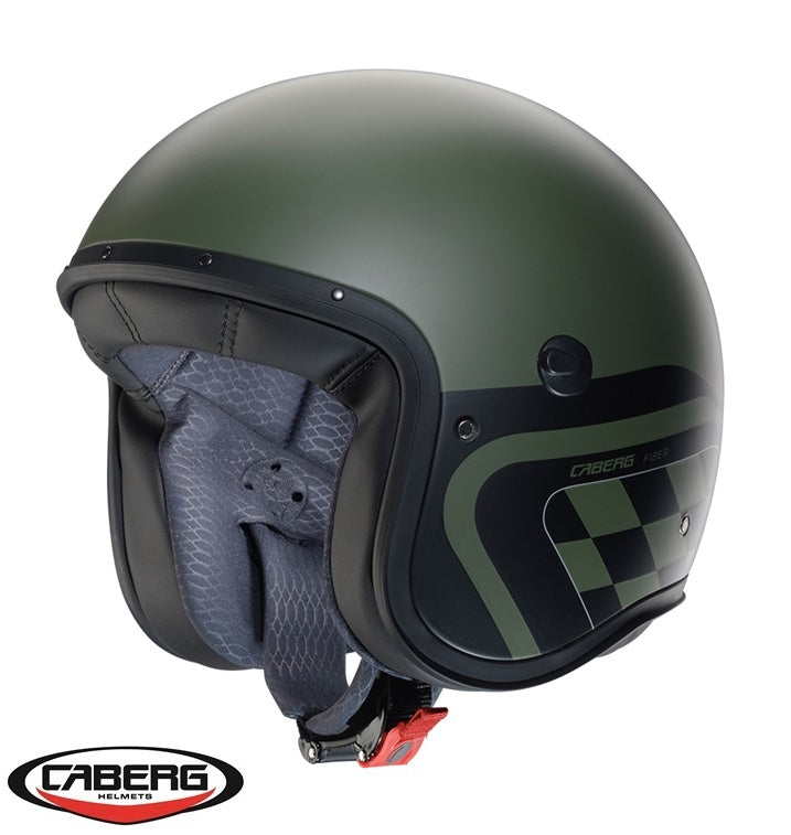Casca open face (jet) Caberg model Freeride X Daytona P4 verde military/negru mat (fibra de sticla)