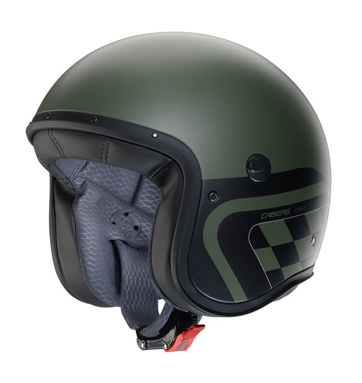 Casca open face (jet) Caberg model Freeride X Daytona P4 verde military/negru mat (fibra de sticla)