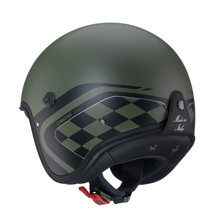 Casca open face (jet) Caberg model Freeride X Daytona P4 verde military/negru mat (fibra de sticla)