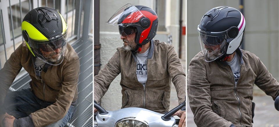 Casca open face (jet) Caberg model Soho SV G8 blue jeans (albastru) mat