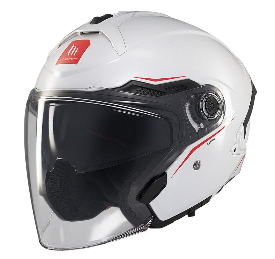 Casca open face motociclete MT Cosmo SV A0 alb lucios (ochelari soare integrati)
