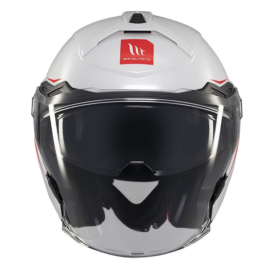 Casca open face motociclete MT Cosmo SV A0 alb lucios (ochelari soare integrati)