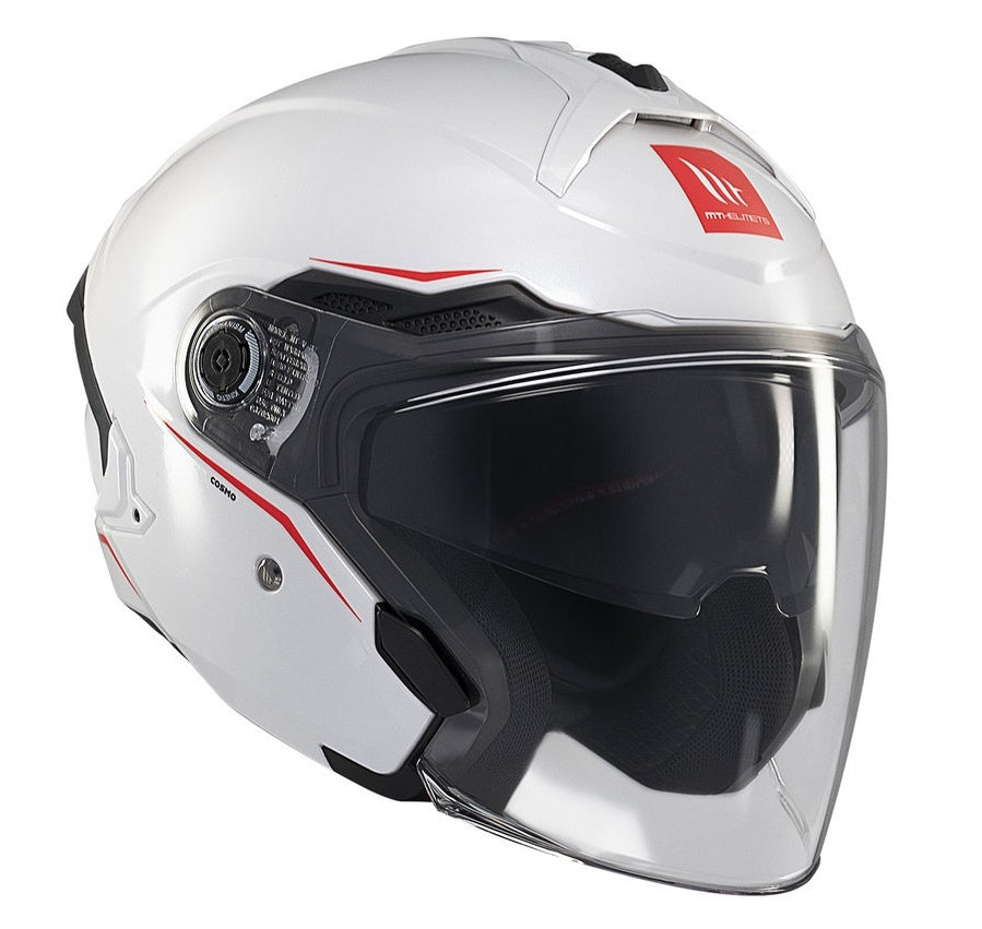 Casca open face motociclete MT Cosmo SV A0 alb lucios (ochelari soare integrati)
