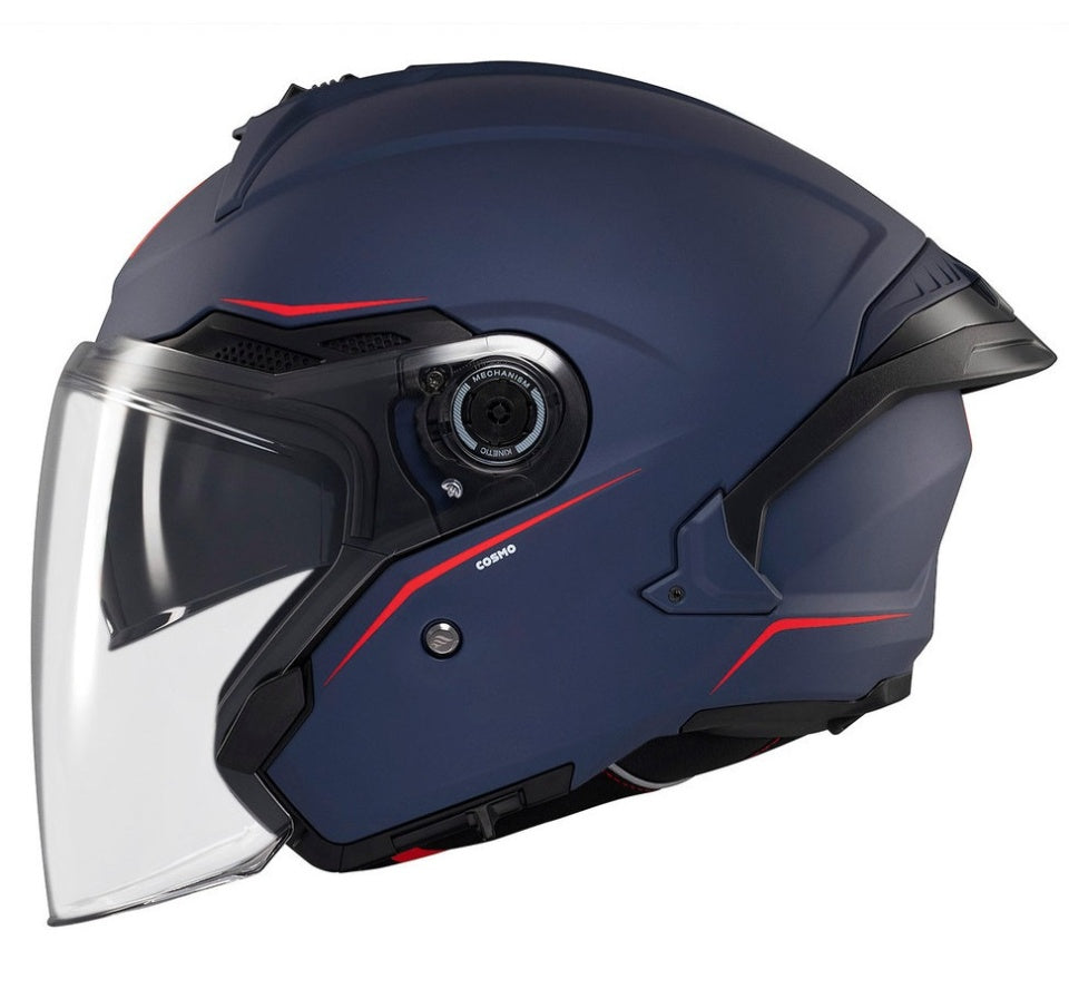 Casca open face motociclete MT Cosmo SV A7 albastru mat (ochelari soare integrati)