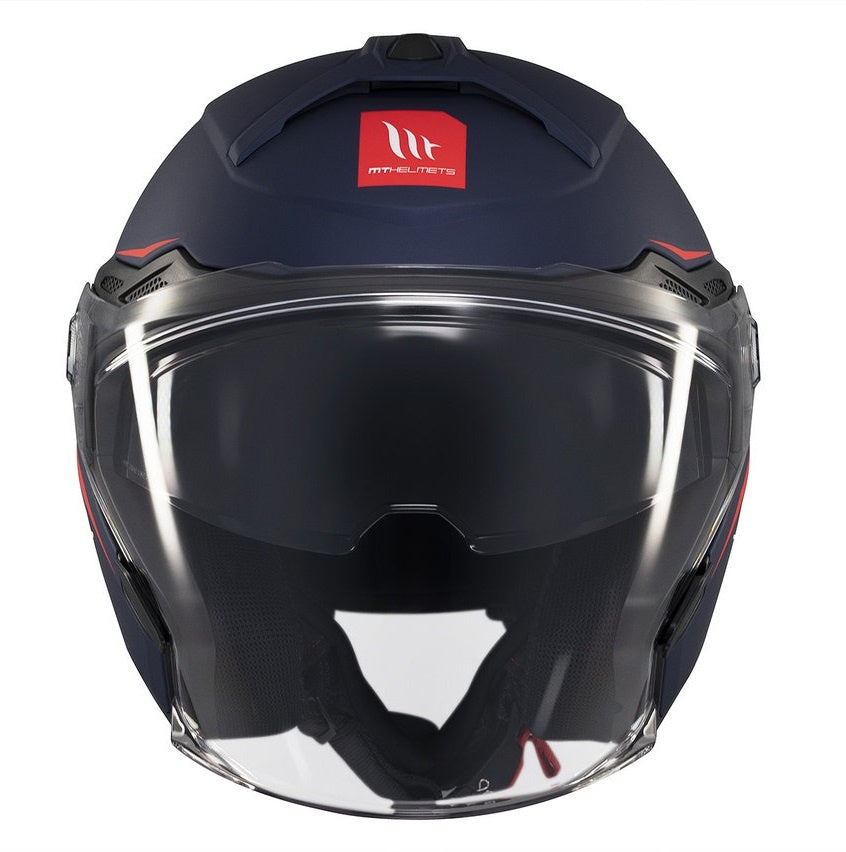 Casca open face motociclete MT Cosmo SV A7 albastru mat (ochelari soare integrati)