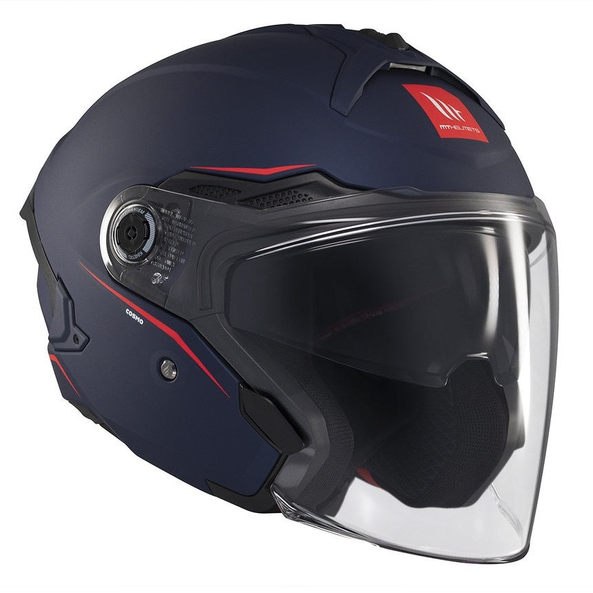 Casca open face motociclete MT Cosmo SV A7 albastru mat (ochelari soare integrati)