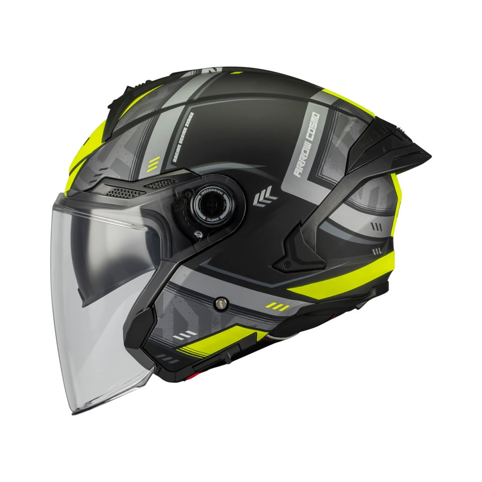 Casca open face motociclete MT Cosmo SV Arrow B3 galben fluor mat (ochelari soare integrati) - tip viziera: MT-V-37