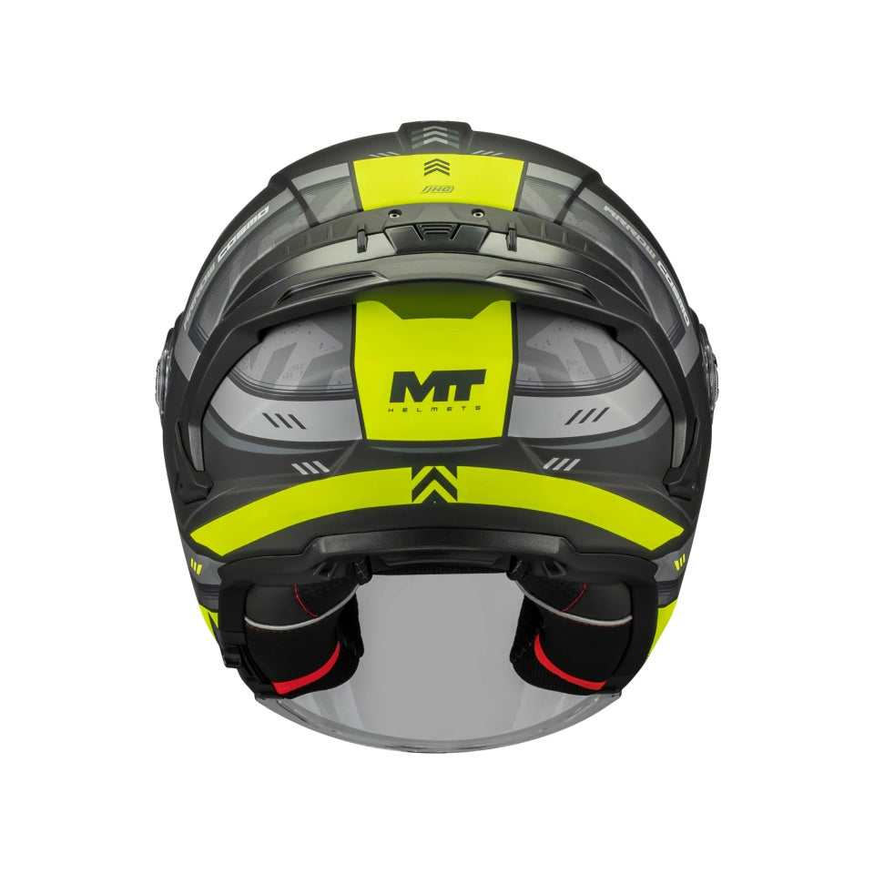 Casca open face motociclete MT Cosmo SV Arrow B3 galben fluor mat (ochelari soare integrati) - tip viziera: MT-V-37