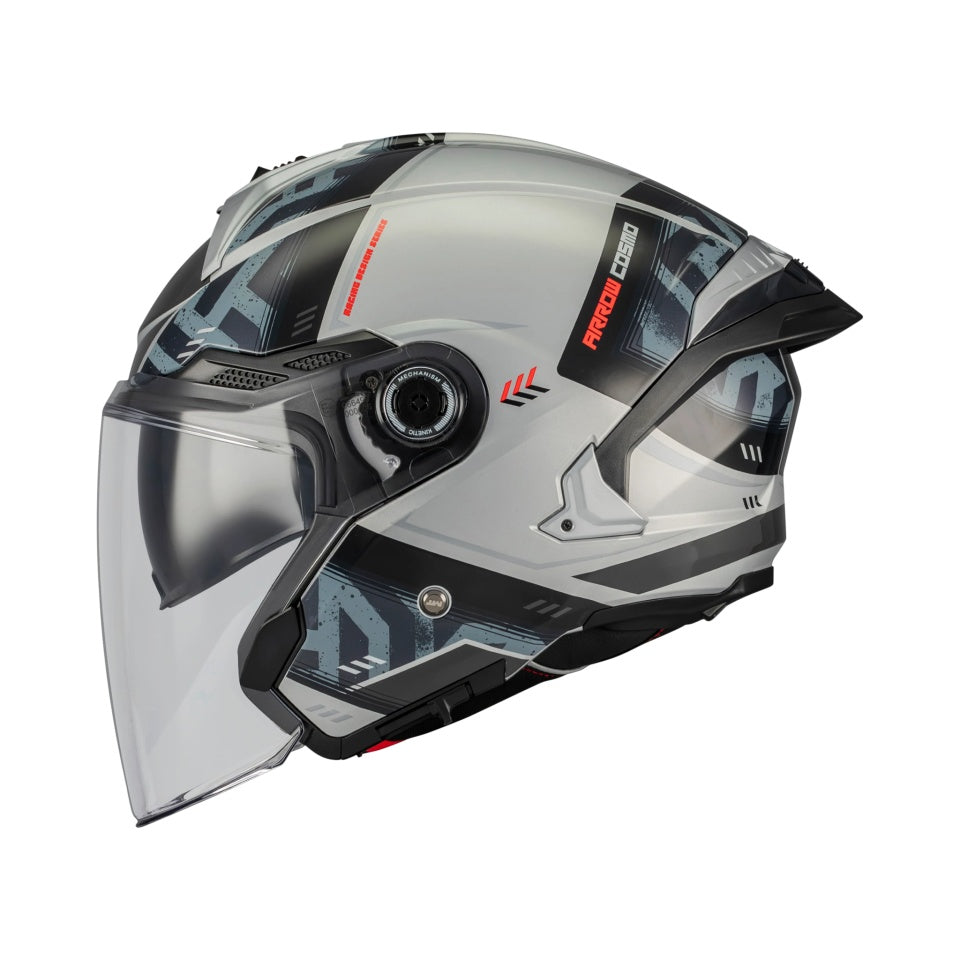 Casca open face motociclete MT Cosmo SV Arrow C2 gri lucios (ochelari soare integrati) - tip viziera: MT-V-37