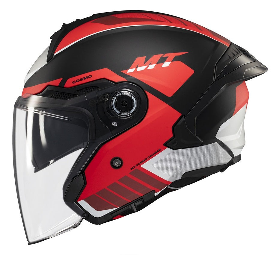 Casca open face motociclete MT Cosmo SV Cruiser B5 rosu mat (ochelari soare integrati)