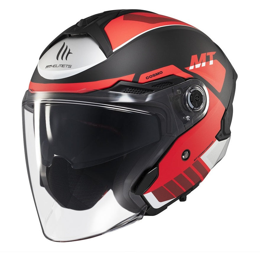 Casca open face motociclete MT Cosmo SV Cruiser B5 rosu mat (ochelari soare integrati)