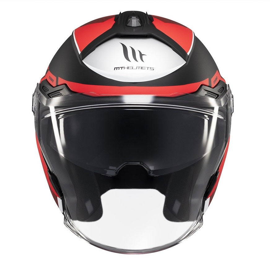 Casca open face motociclete MT Cosmo SV Cruiser B5 rosu mat (ochelari soare integrati)